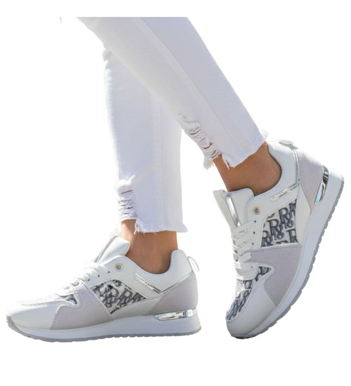 Białe damskie buty sportowe /D7-2 8000 S518/