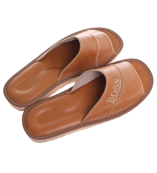 Skórzane męskie klapki domowe z Podhala /D3-1 18534 S196/