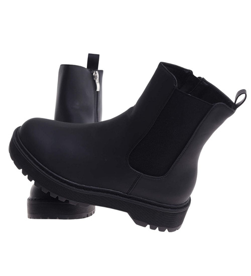 Czarne matowe dziewczęce botki ocieplane /G11-3 18376 T188/