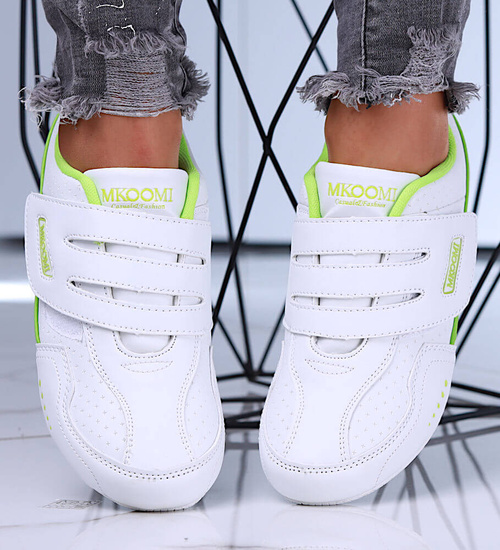Biało zielone sportowe buty na rzepy /D9-3 15661 T244/