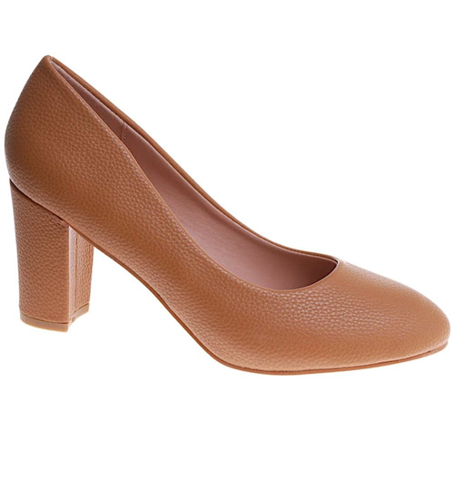 Karmelowe czółenka na słupku /E8-2 17747 G157/