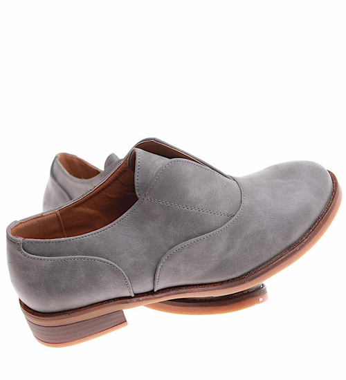 Wsuwane szare półbuty damskie /E2-2 16850 G158/