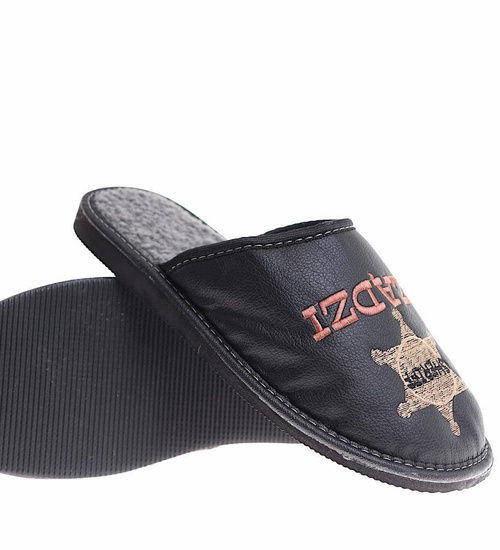 Dziadek szeryf rządzi- skórzane kapcie na prezent /B4-1 13087 S18-45/