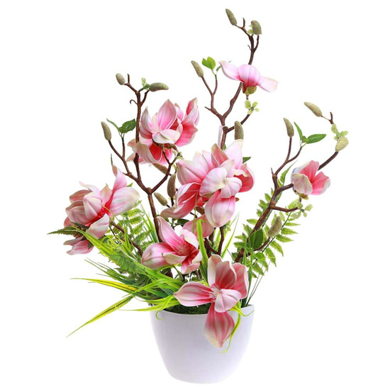 Różowa lilia w doniczce- sztuczne kwiaty Kompozycja 60 cm KOMP55