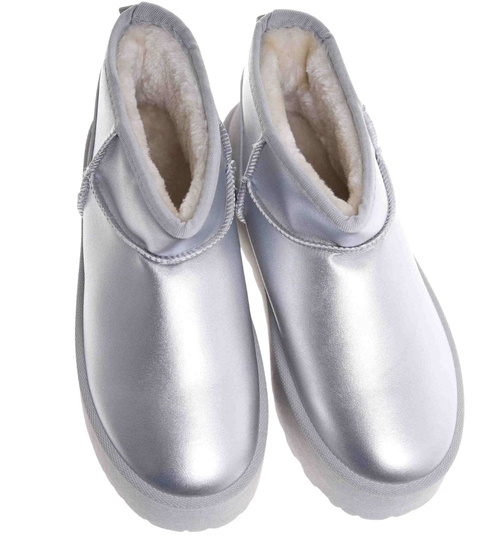 Krótkie kozaki śniegowce eskimoski Srebrne /B4-3 18604 T185/