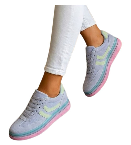 Niebieskie wiązane sneakersy buty sportowe /A3-2 17881 T688