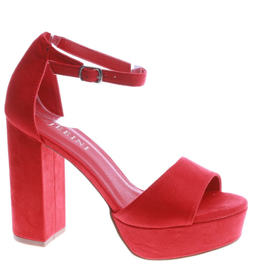 Czerwone sandały na wysokim obcasie /G5-1 14054 S243/