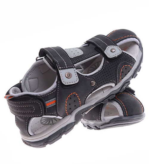 Szare chłopięce sandały na rzep /B5-3 8976 S294/