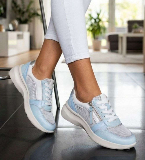 Wiązane sportowe buty damskie niebieskie /i6-2 18473 W12-3/