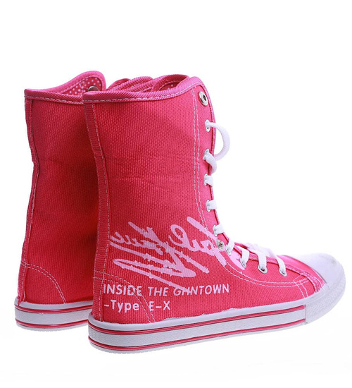 Wysokie różowe trampki damskie /D5-3 13505 T097/