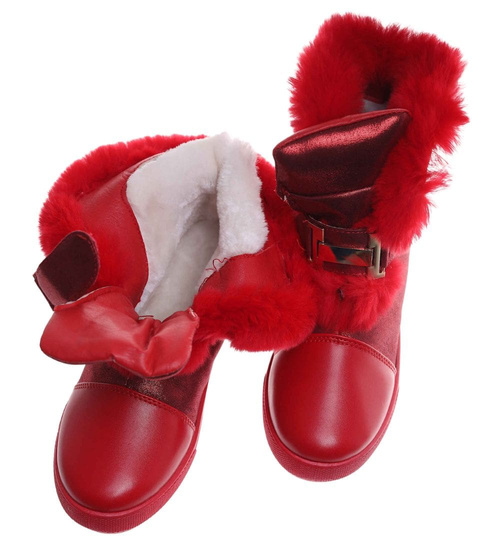 Czerwone dziewczęce trapery z futerkiem /G5-2 15037 T392/