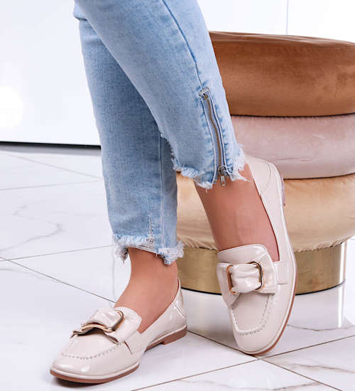 Beżowe balerinki lordsy /F6-2 13235 T277/ Beżowe balerinki lordsy /F6-2 13235 T277/