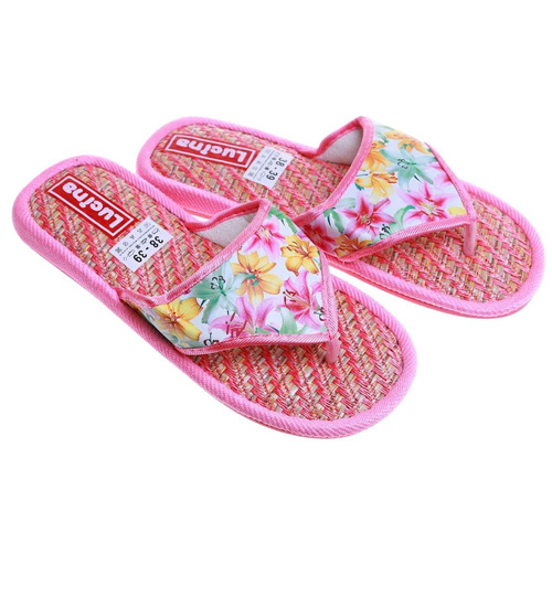 Różowe materiałowe kapcie damskie japonki /F7-1 17581 T2-5/