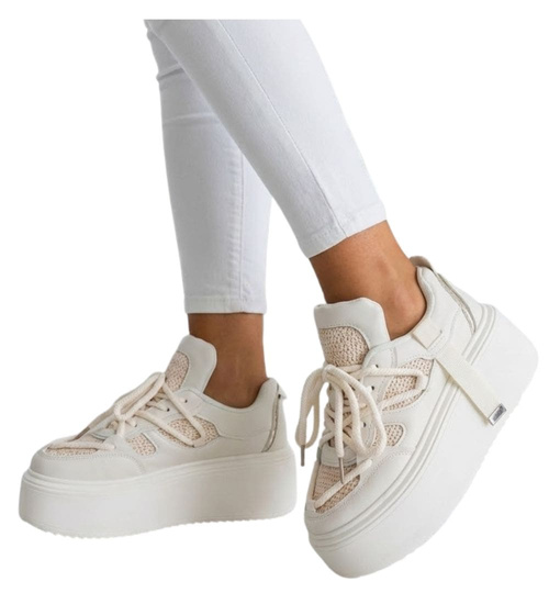 Beżowe trampki na platformie Seastar /G7-1 17345 S587/