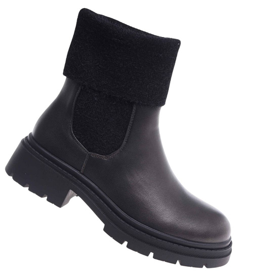 Grafitowe wsuwane botki zimowe /G3-1 18577 G381/