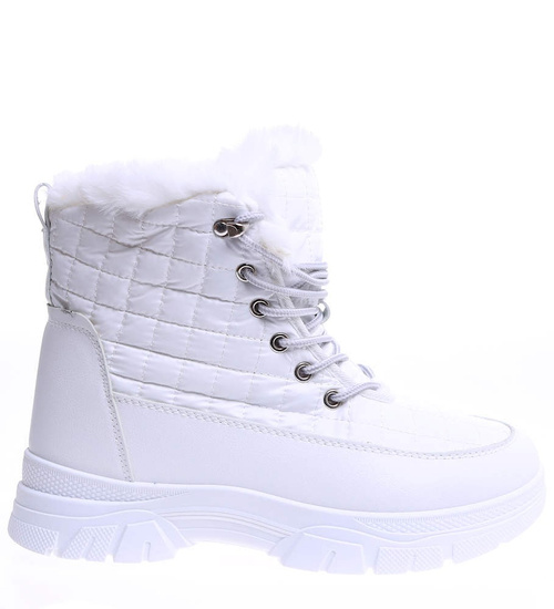 Białe zimowe śniegowce z futerkiem /D7-1 15355 T562/