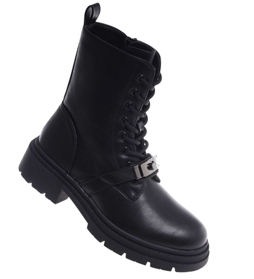 Czarne ocieplane botki trapery /K3-3 18532 W384/