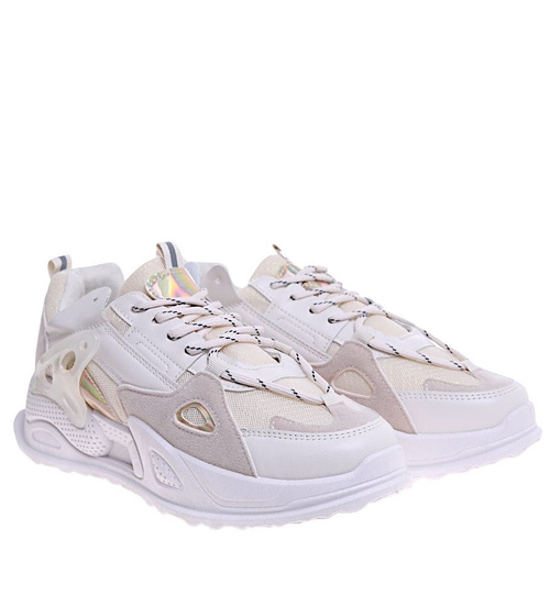 Beżowe buty sportowe damskie /F7-3 15957 G276/