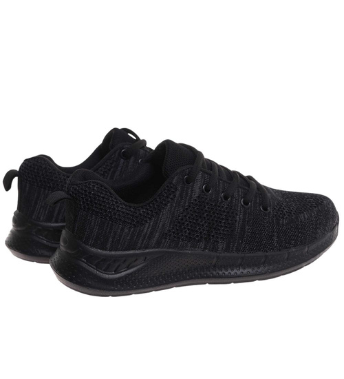 Sznurowane chłopięce buty sportowe Czarne /C5-3 17994 T286/