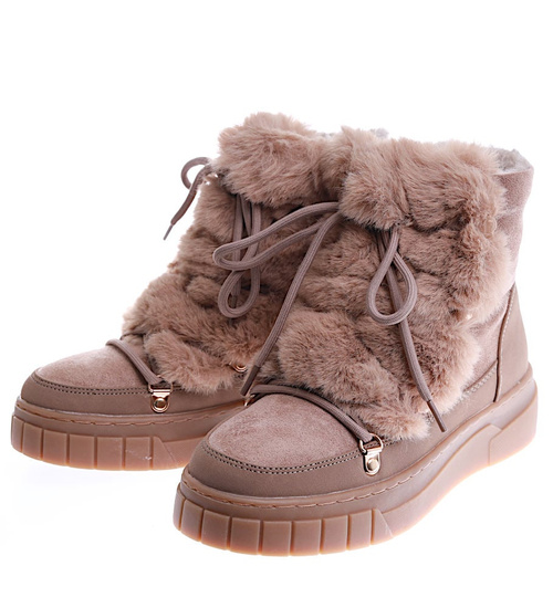 Camelowe ocieplane damskie śniegowce /E6-1 15024 T994/