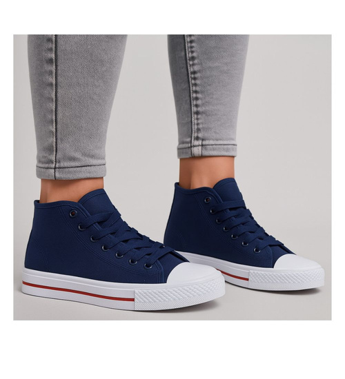 Wysokie granatowe rampki damskie /B1-1 14295 T131/