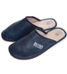 Skórzane męskie kapcie na prezent Granatowe /F1-1 7893 S196/