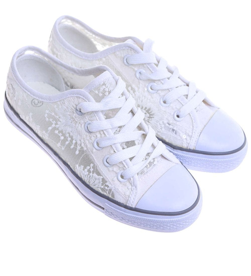 Ażurowe białe trampki dziewczęce /F7-2 17559 T141/