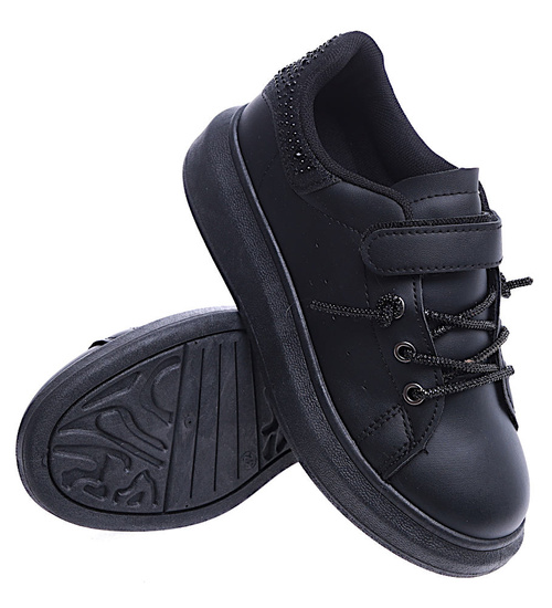 Czarne trampki dziewczęce na platformie /E7-3 14765 T513/