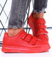 Czerwone damskie trampki na rzepy /E8-3 15712 T138/