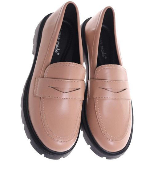 Cieliste półbuty loafersy damskie na platformie /K3-4 18627 W147/