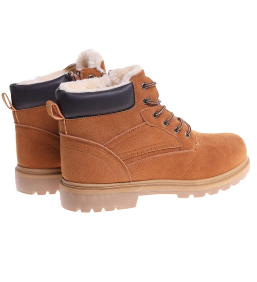 Zimowe karmelowe ocieplane trapery męskie /E3-3 18355 T489/