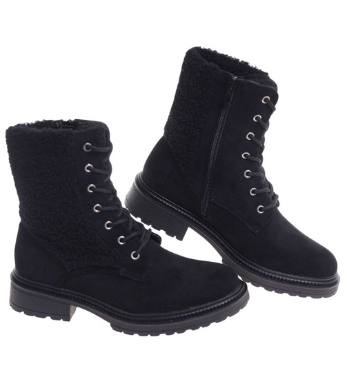 Zimowe botki trapery czarne /F3-2 18502 T440/