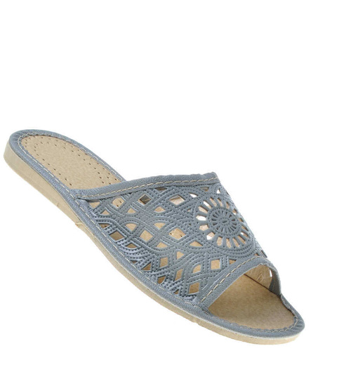 Domowe damskie klapki z Podhala SZARE  /A4-1 6141 S172/