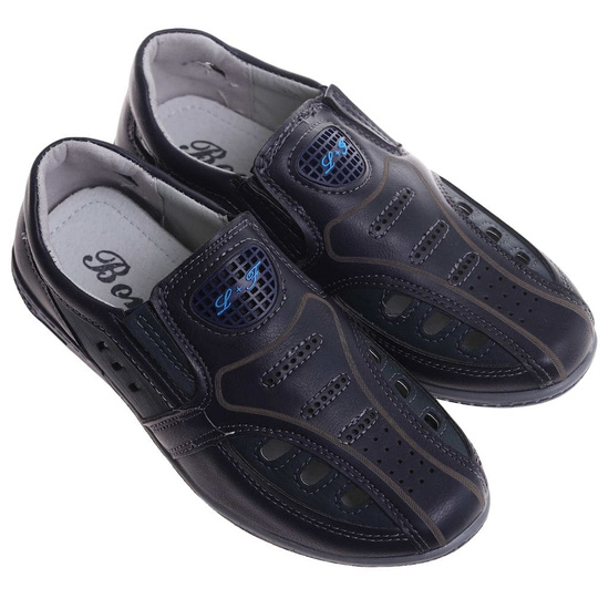 Ażurowe półbuty sandały chłopięce wsuwane Granatowe /B2-3 17851 T8-61 +h2/