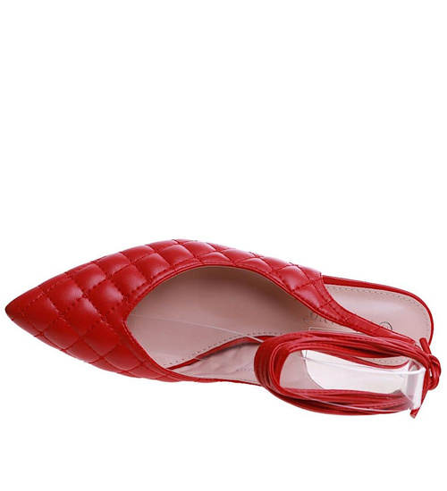 Wiązane czerwone szpilki Lace Up /A9-2 12203 T390/