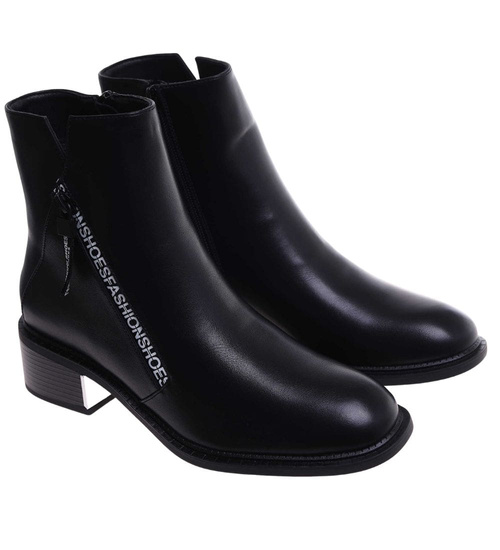 Czarne botki z wysoką cholewką /F1-3 18077 T333/