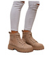 Sznurowane botki trapery na platformie Khaki /G5-2 18246 W437/
