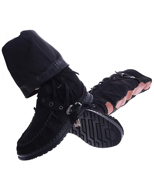 Czarne kozaki boho na ukrytym koturnie /B6-1 14854 T331/