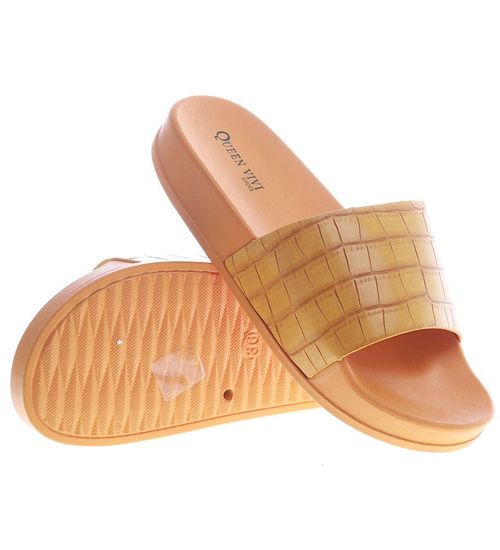 Żółte basenowe klapki damskie  /G7-2 13149 T193/