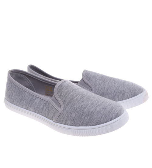 Szare wsuwane tenisówki damskie z tkaniny ost503