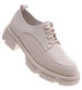 Sznurowane damskie półbuty na platformie Beżowe /F1-3 13234 S434/