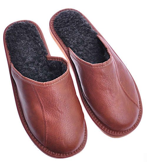 Domowe kapcie góralskie Brązowe /12471 G9 -1 T197/ Domowe kapcie góralskie Brązowe /12471 G9 -1 T197/