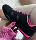 Sznurowane czarno fuksjowe buty sportowe /C1-3 H2 14992 S149/