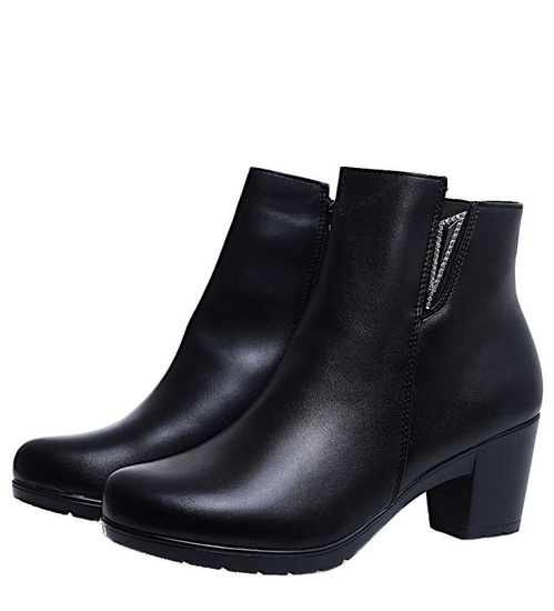 Damskie czarne botki na niskim obcasie /F1-3 15249 T592/