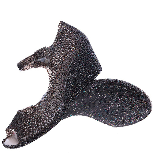 Plażowe sandały na koturnie Czarne /H2 14567 T890/