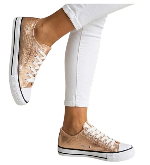 Sznurowane klasyczne trampki damskie /A6-3 16402 G168/