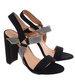 Czarne damskie sandały na słupku z cyrkoniami /B2-1 16084 G18-45/