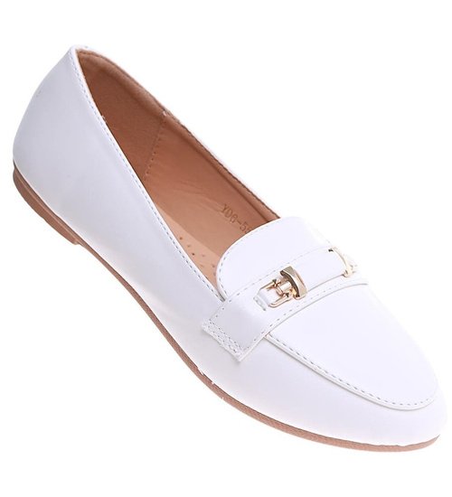 Baleriny lordsy w białym kolorze /B5-2 16161 T243/