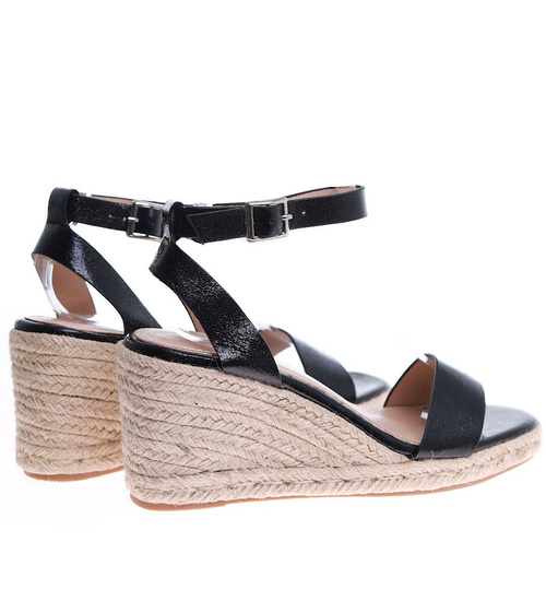 Sandały na koturnie Espadryle Black Chic /G9-3 16184 G280/