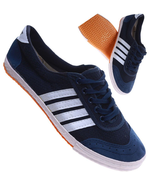 Granatowe materiałowe trampki halówki chłopięce wiązane /E8-1 17650  T138/